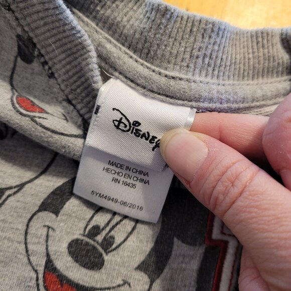 Disney Kids Unisex Size 2T Mickey Mouse Varsity Sweater Black Grey Cotton Blend - Picture 5 of 6